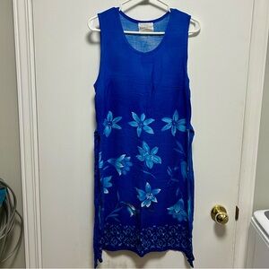 Wear Ever Royal Blue Floral Sleeveless Tunic Dress - Women’s Medium Lightweight